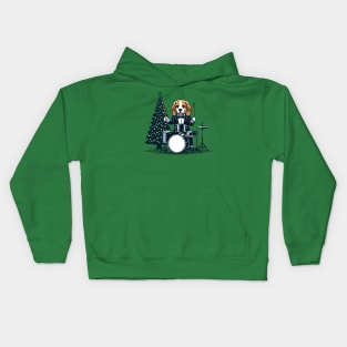 Beagle Playing Drums Christmas Kids Hoodie